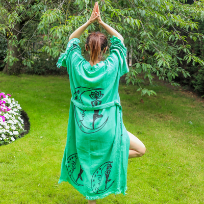 Natural Cotton Green Kimono for Yogis