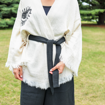 Natural cotton short Kimono