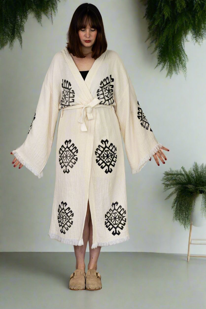 Natural Cotton Ethnic Design Kimono