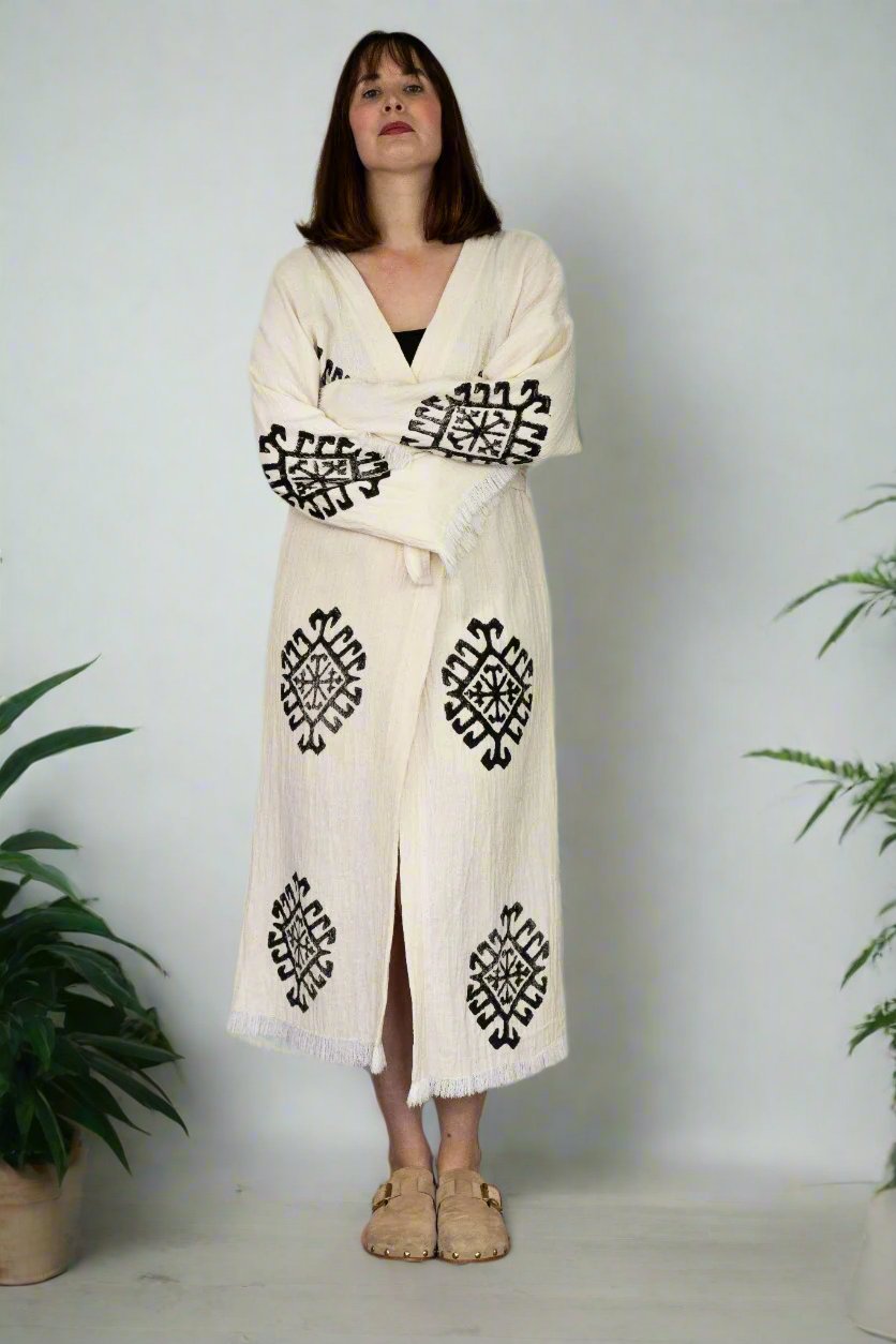 Natural Cotton Ethnic Design Kimono