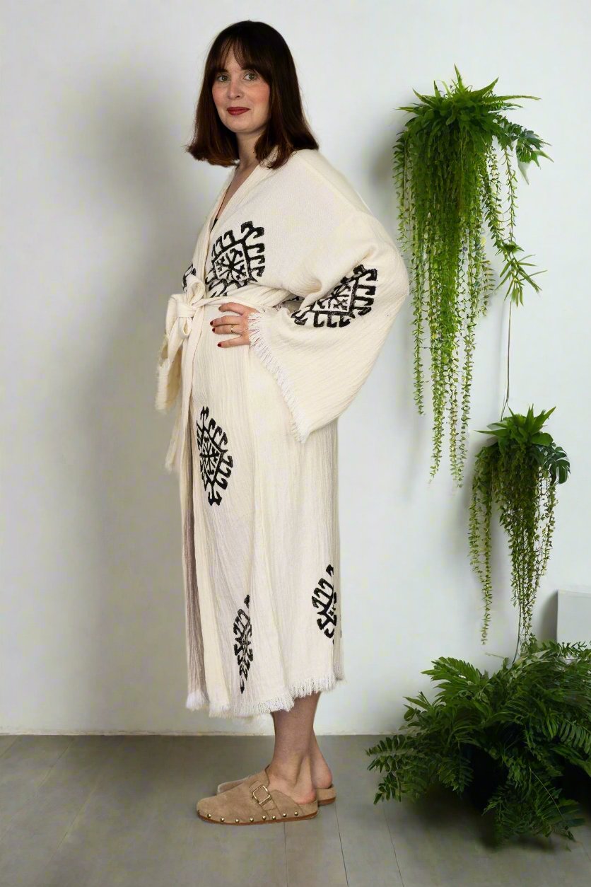 Natural Cotton Ethnic Design Kimono