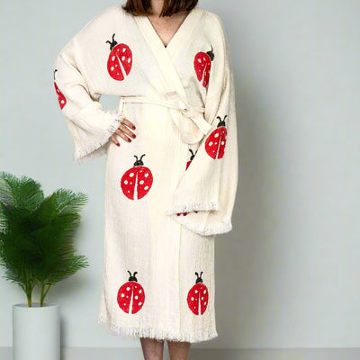 Natural Cotton Ladybug Kimono