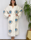 Natural Cotton Dark Blue Evil Eyes Kimono