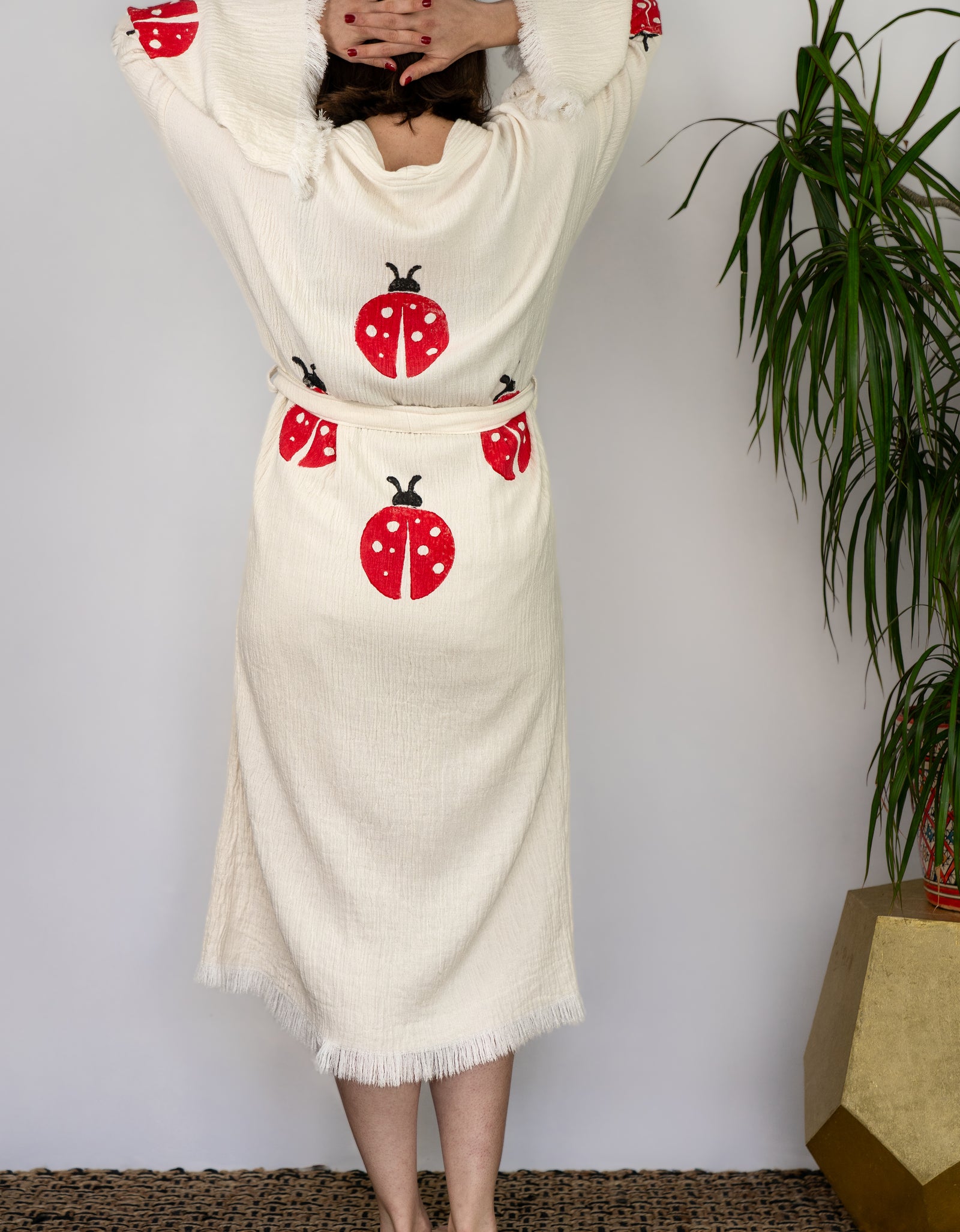 Natural Cotton Ladybug Kimono