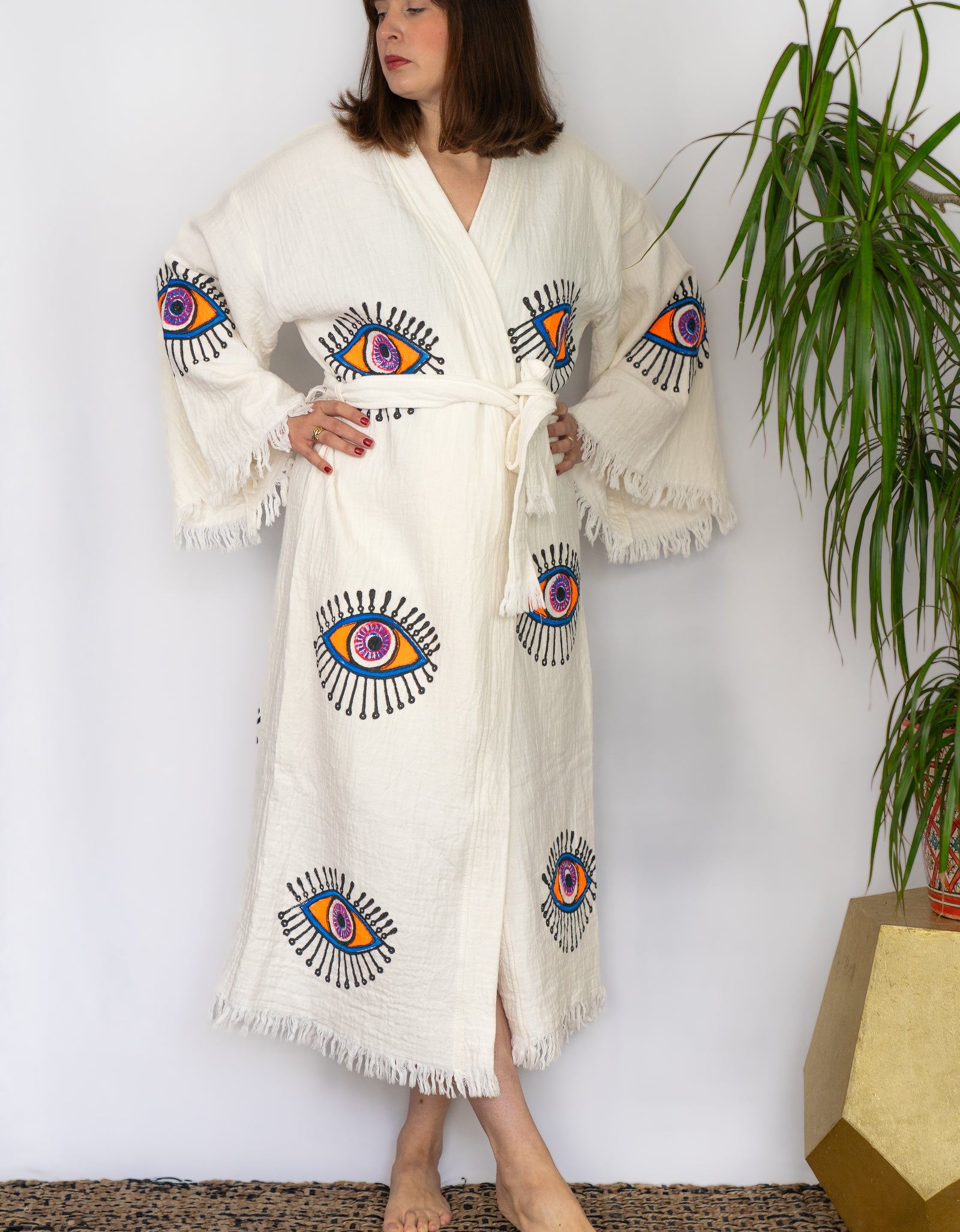 Natural Cotton Colourful Evil Eyes Kimono