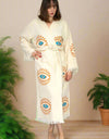 Natural Cotton Light Blue Evil Eyes Kimono