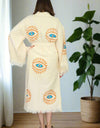 Natural Cotton Light Blue Evil Eyes Kimono