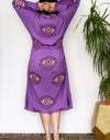 Natural Cotton Purple - Colourful Evil Eyes Kimono